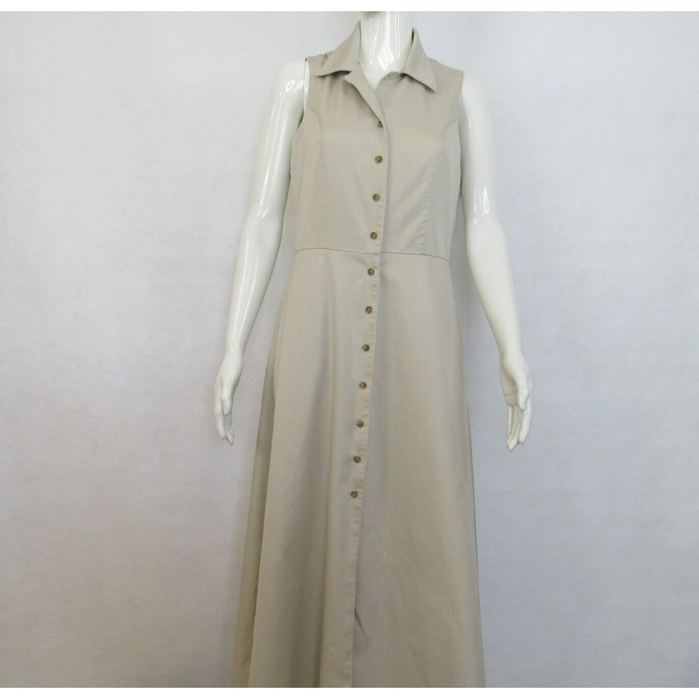 Vintage Limited Chinos Khaki Button Front Maxi Dress Womens SZ 6